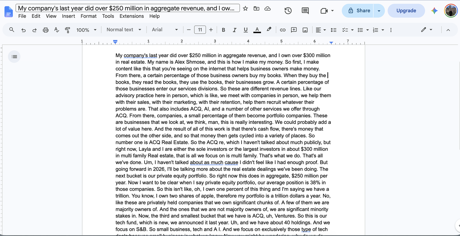 One-click transcript